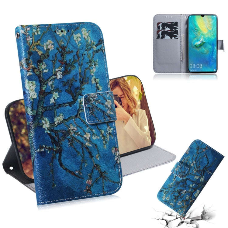Apricot Flower Pattern Coloured Drawing Horizontal Flip Leather Case for Huawei Mate 20 X, with H...