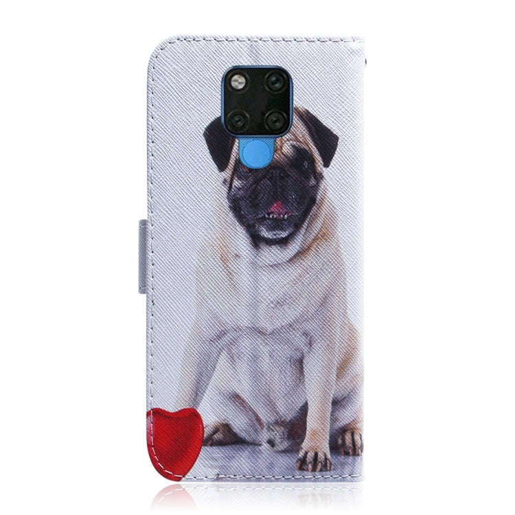 Pug Pattern Coloured Drawing Horizontal Flip Leather Case for Huawei Mate 20 X, with Holder & Car...