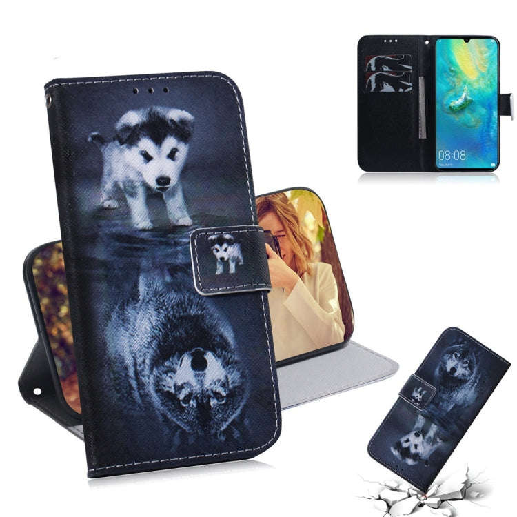 Wolf and Dog Pattern Coloured Drawing Horizontal Flip Leather Case for Huawei Mate 20 X, with Hol...