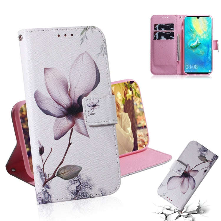 Magnolia Flower Pattern Coloured Drawing Horizontal Flip Leather Case for Huawei Mate 20 X, with ...