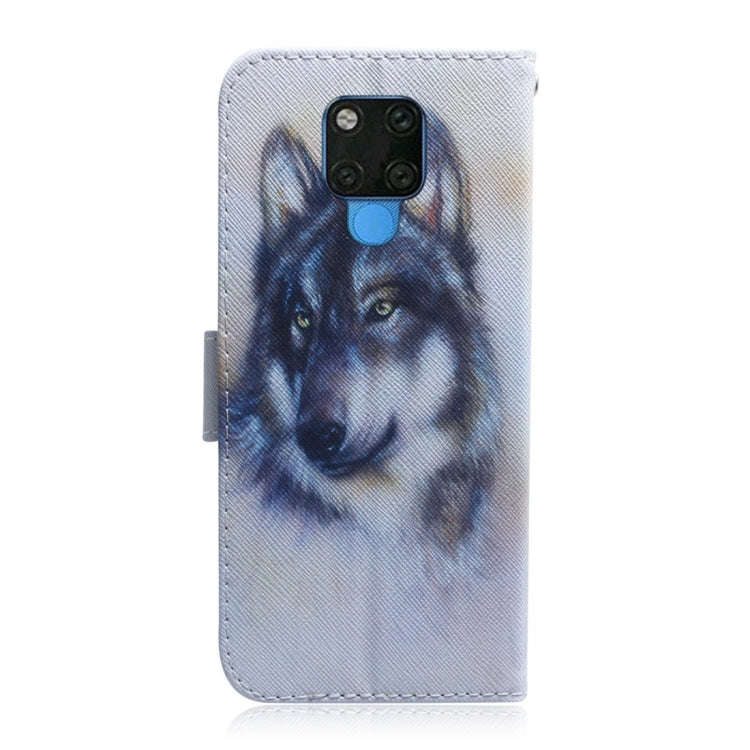 White Wolf Pattern Coloured Drawing Horizontal Flip Leather Case for Huawei Mate 20 X, with Holde...