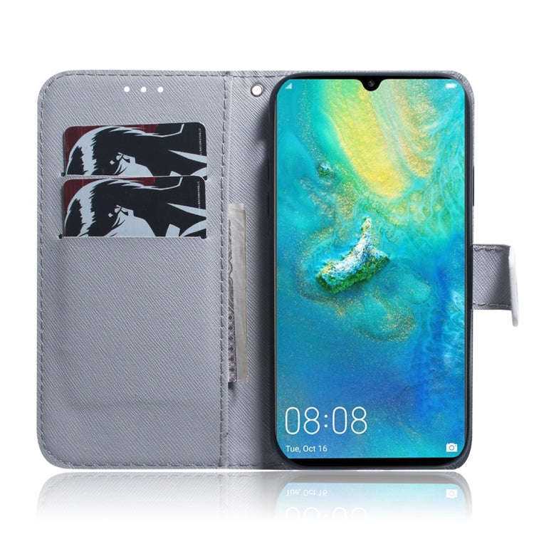 White Wolf Pattern Coloured Drawing Horizontal Flip Leather Case for Huawei Mate 20 X, with Holde...