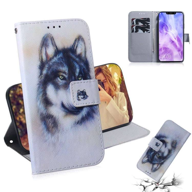 White Wolf Pattern Coloured Drawing Horizontal Flip Leather Case for Huawei Nova 3, with Holder &...