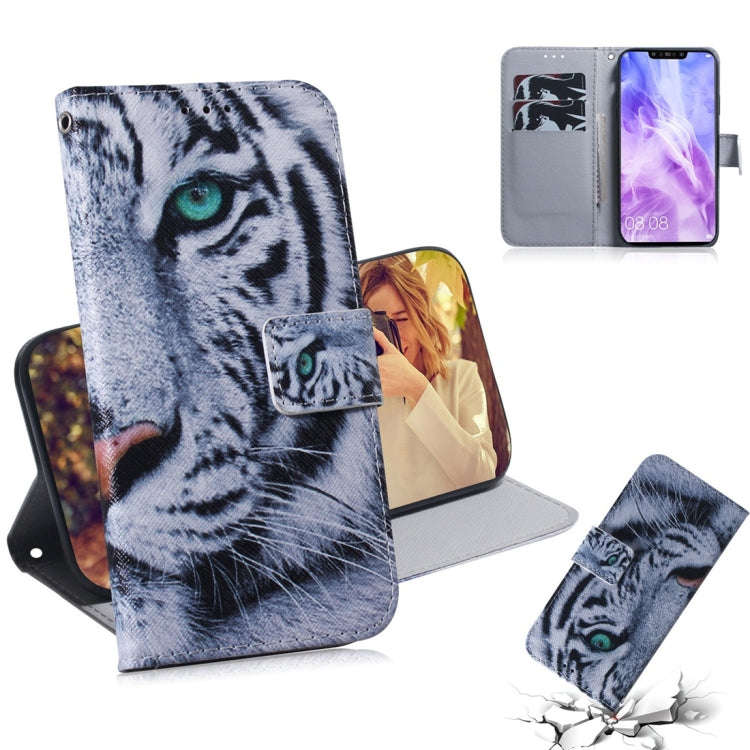 Tiger Pattern Coloured Drawing Horizontal Flip Leather Case for Huawei Nova 3, with Holder & Card...