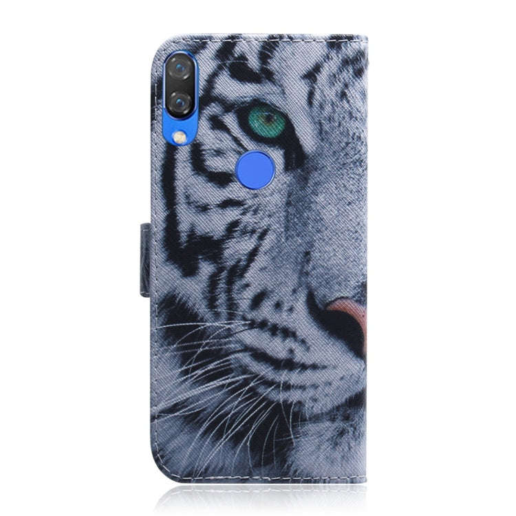 Tiger Pattern Coloured Drawing Horizontal Flip Leather Case for Huawei Nova 3, with Holder & Card...
