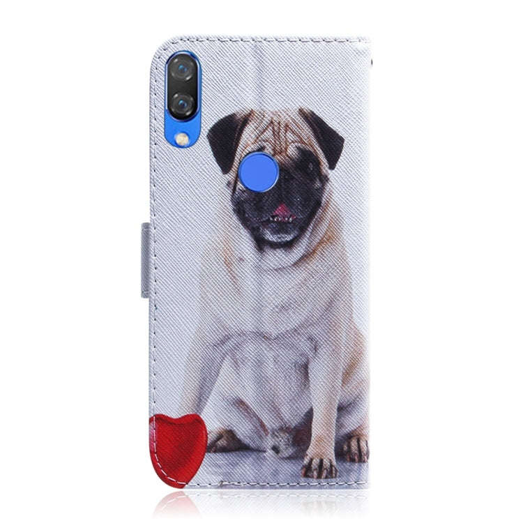 Pug Pattern Coloured Drawing Horizontal Flip Leather Case for Huawei Nova 3, with Holder & Card S...