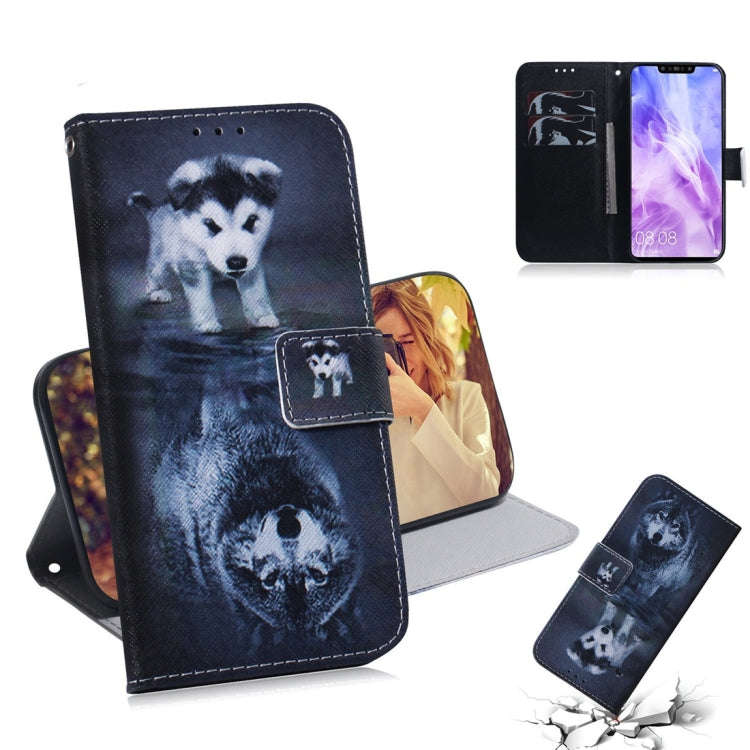 Wolf and Dog Pattern Coloured Drawing Horizontal Flip Leather Case for Huawei Nova 3, with Holder...