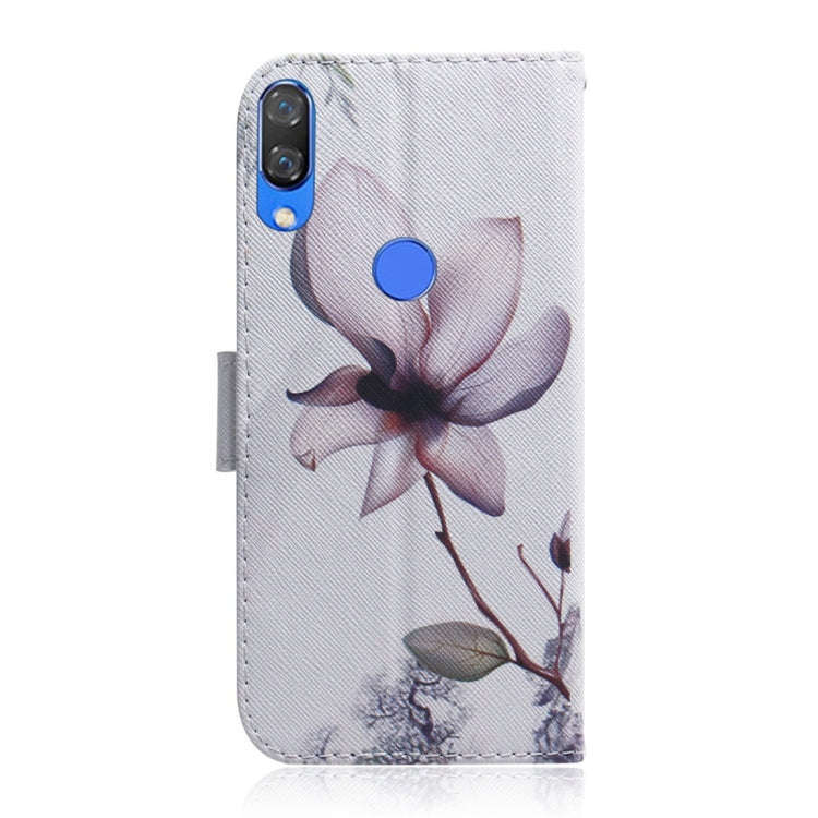 Magnolia Flower Pattern Coloured Drawing Horizontal Flip Leather Case for Huawei Nova 3, with Hol...