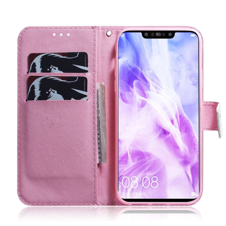 Magnolia Flower Pattern Coloured Drawing Horizontal Flip Leather Case for Huawei Nova 3, with Hol...