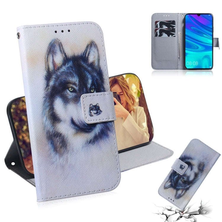 White Wolf Pattern Coloured Drawing Horizontal Flip Leather Case for Huawei P Smart (2019) / Hono...