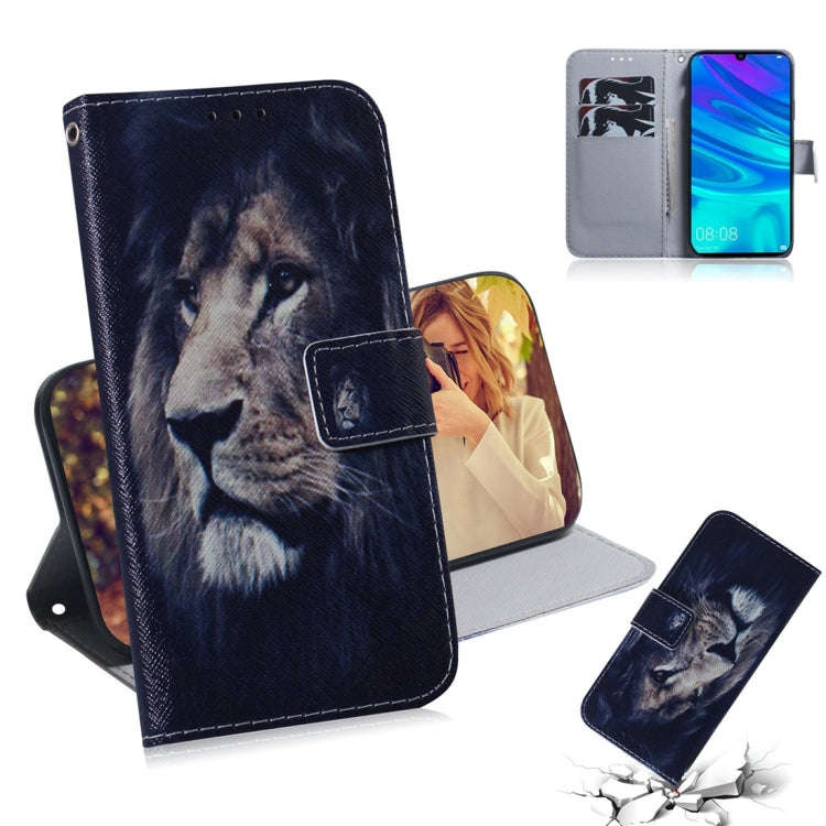 Lion Pattern Coloured Drawing Horizontal Flip Leather Case for Huawei P Smart (2019) / Honor 10 L...