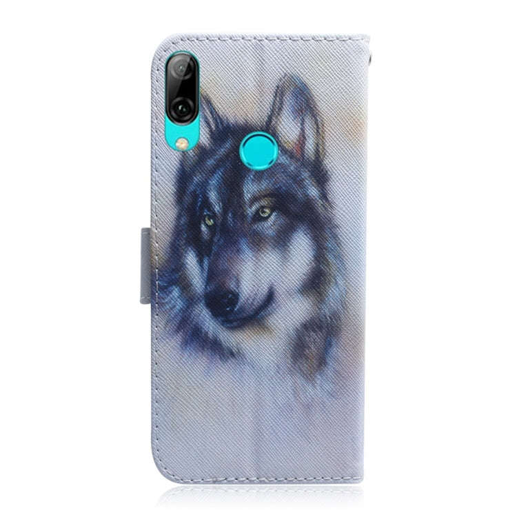 White Wolf Pattern Coloured Drawing Horizontal Flip Leather Case for Huawei P Smart (2019) / Hono...