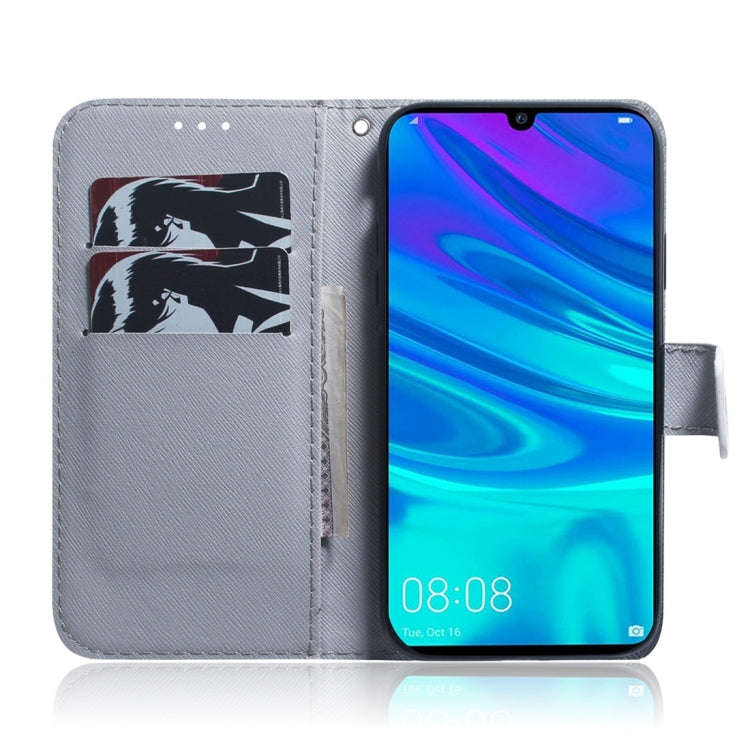 White Wolf Pattern Coloured Drawing Horizontal Flip Leather Case for Huawei P Smart (2019) / Hono...