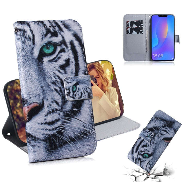 Tiger Pattern Coloured Drawing Horizontal Flip Leather Case for Huawei P Smart+ 2019 / Nova 3i, w...