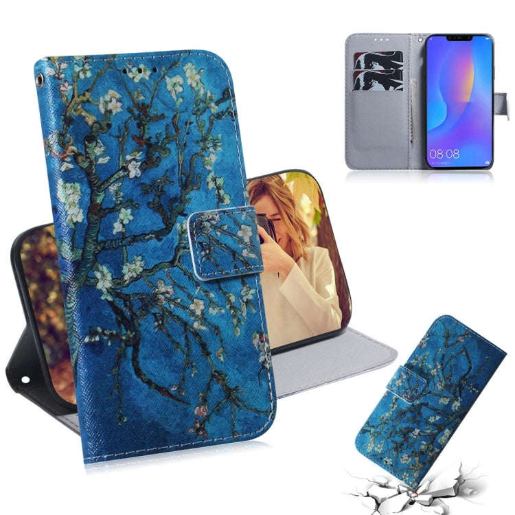 Apricot Flower Pattern Coloured Drawing Horizontal Flip Leather Case for Huawei P Smart+ 2019 / N...