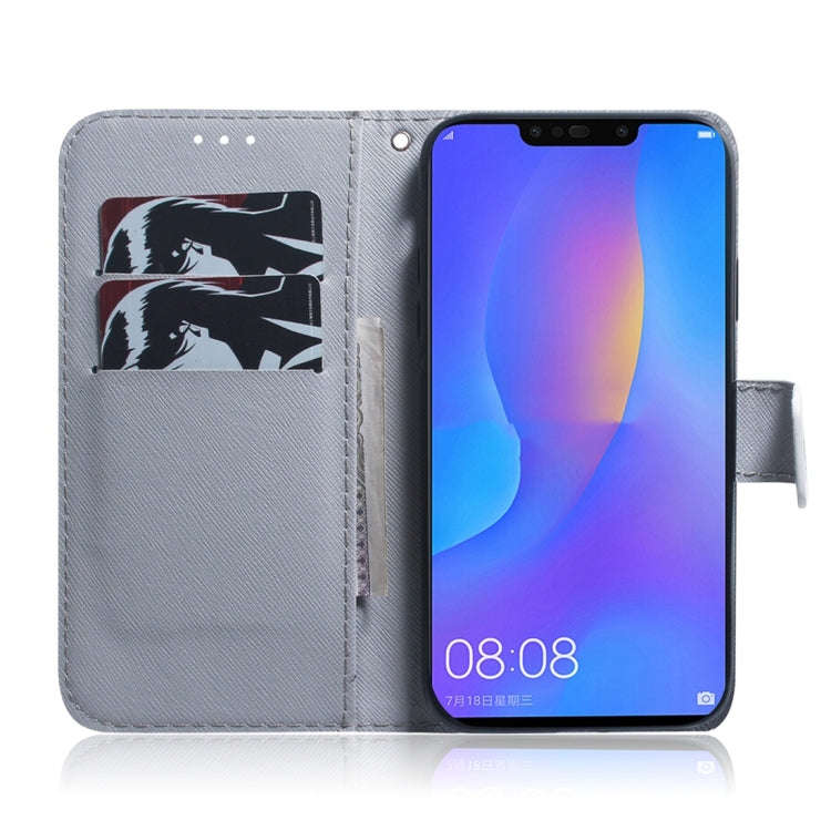 Lion Pattern Coloured Drawing Horizontal Flip Leather Case for Huawei P Smart+ 2019 / Nova 3i, wi...