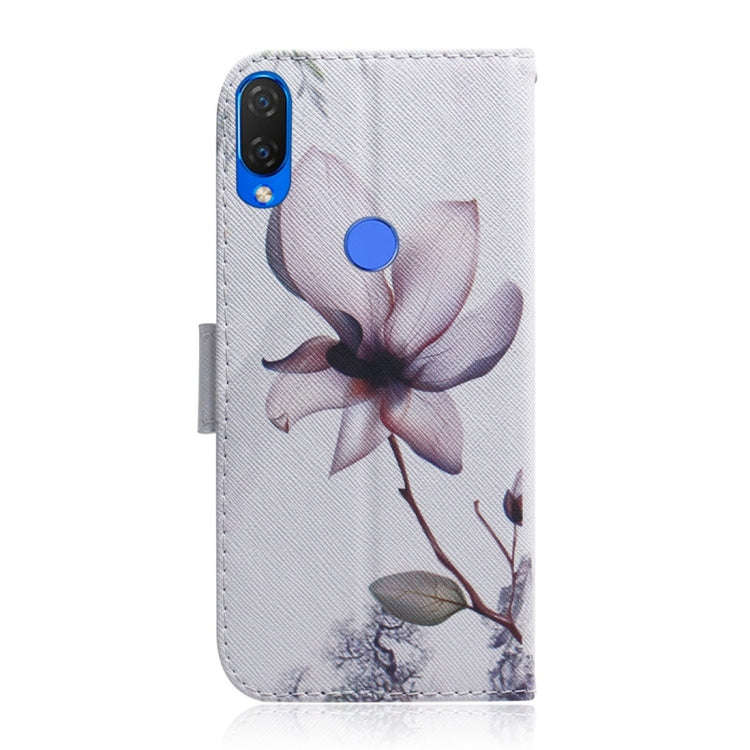 Magnolia Flower Pattern Coloured Drawing Horizontal Flip Leather Case for Huawei P Smart+ 2019 / ...