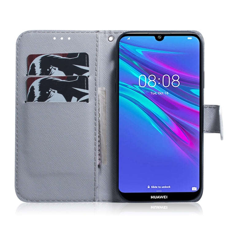 Oil Painting Owl Pattern Coloured Drawing Horizontal Flip Leather Case for Huawei Y6 (2019), with...