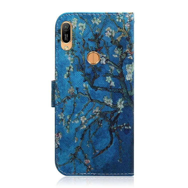 Apricot Flower Pattern Coloured Drawing Horizontal Flip Leather Case for Huawei Y6 (2019), with H...