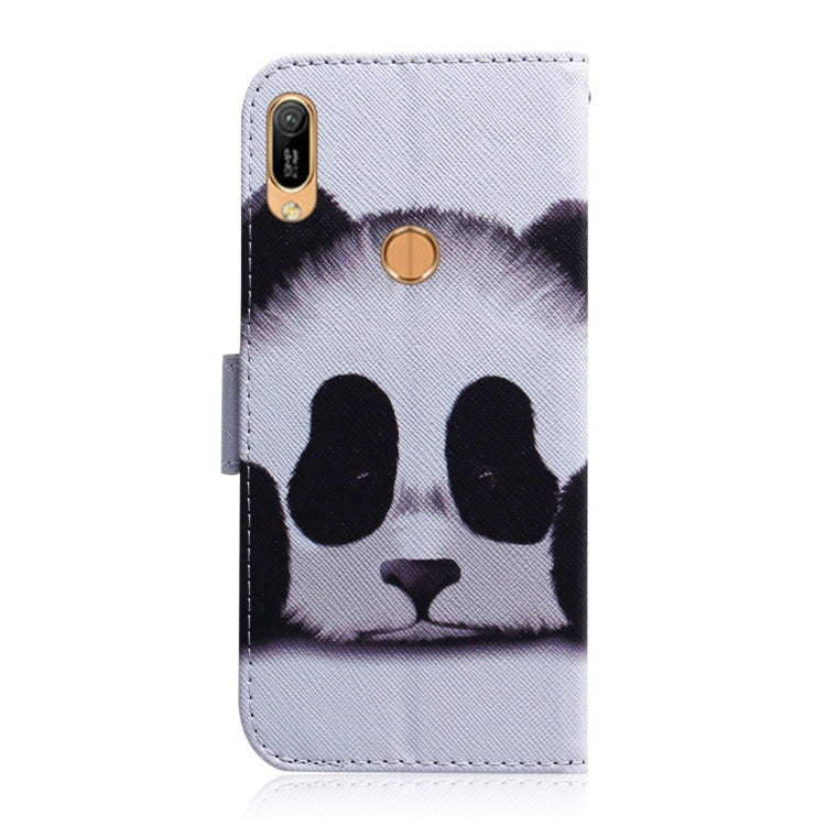 Panda Pattern Coloured Drawing Horizontal Flip Leather Case for Huawei Y6 (2019), with Holder & C...