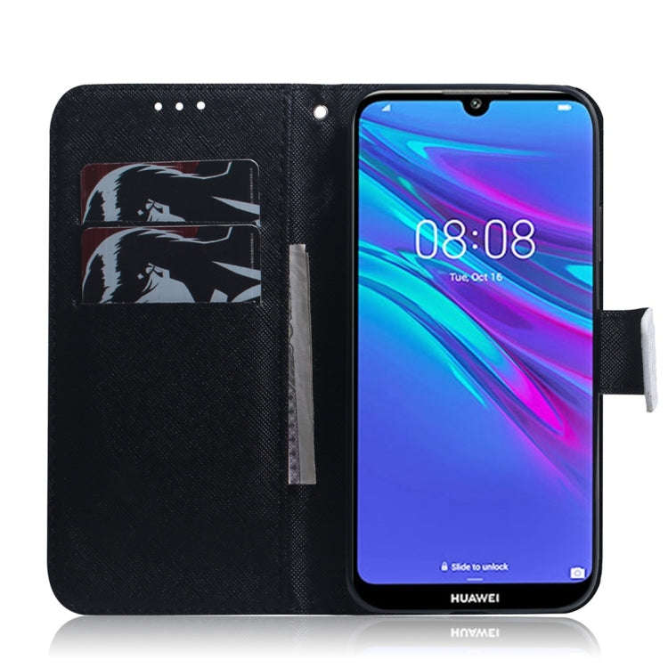 Panda Pattern Coloured Drawing Horizontal Flip Leather Case for Huawei Y6 (2019), with Holder & C...