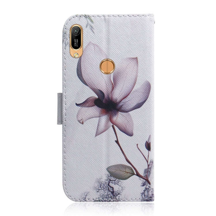 Magnolia Flower Pattern Coloured Drawing Horizontal Flip Leather Case for Huawei Y6 (2019), with ...