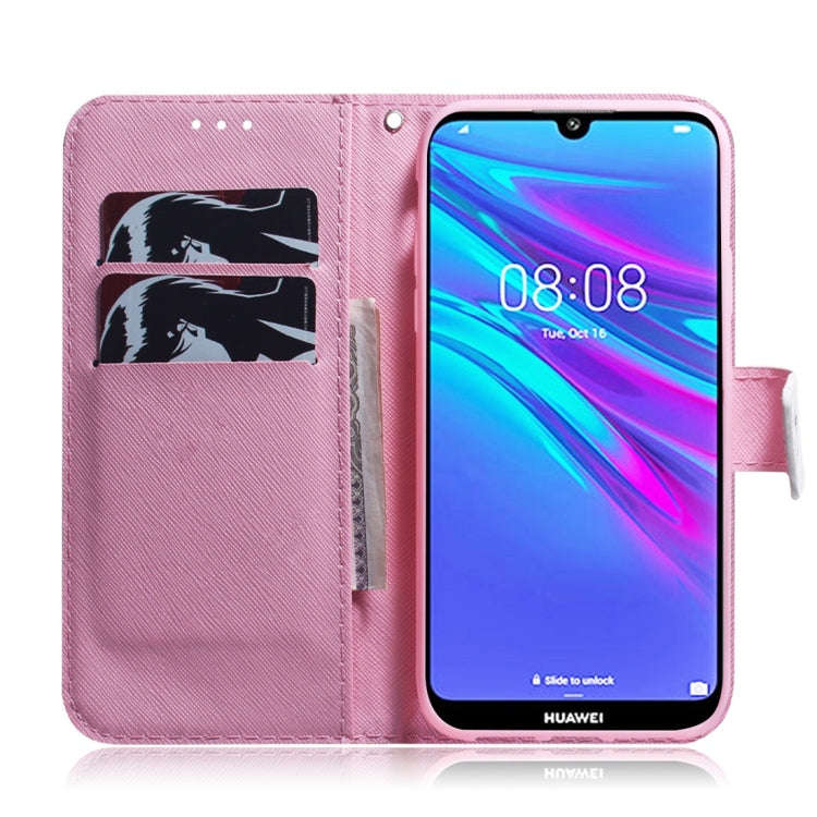 Magnolia Flower Pattern Coloured Drawing Horizontal Flip Leather Case for Huawei Y6 (2019), with ...