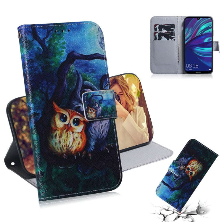 Oil Painting Owl Pattern Coloured Drawing Horizontal Flip Leather Case for Huawei Y7 Prime (2019)...