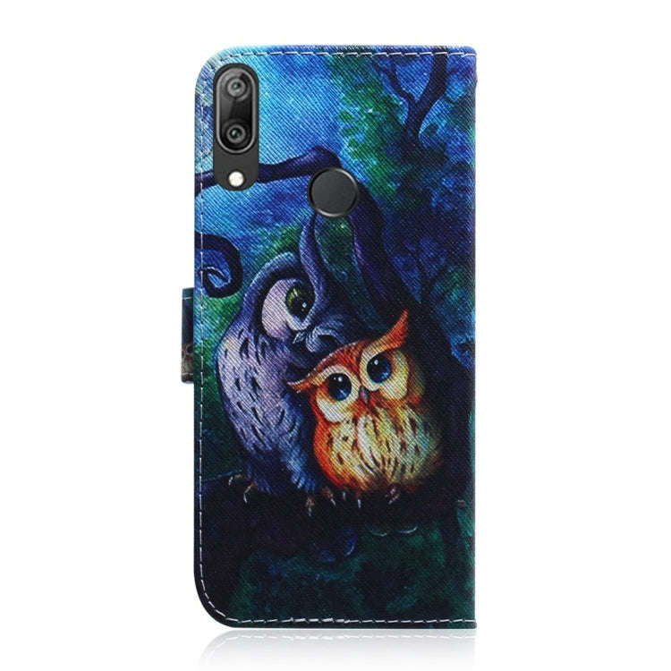 Oil Painting Owl Pattern Coloured Drawing Horizontal Flip Leather Case for Huawei Y7 Prime (2019)...