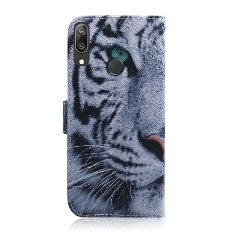 Tiger Pattern Coloured Drawing Horizontal Flip Leather Case for Huawei Y7 Prime (2019) / Y7 Pro (...