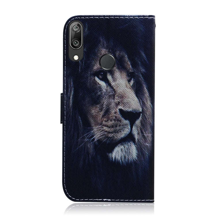 Lion Pattern Coloured Drawing Horizontal Flip Leather Case for Huawei Y7 Prime (2019) / Y7 Pro (2...