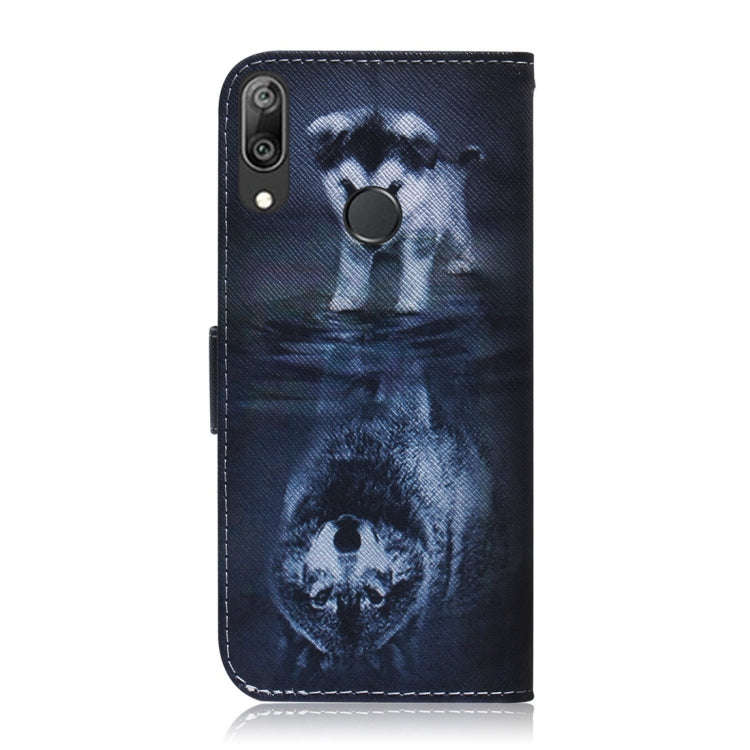 Wolf and Dog Pattern Coloured Drawing Horizontal Flip Leather Case for Huawei Y7 Prime (2019) / Y...