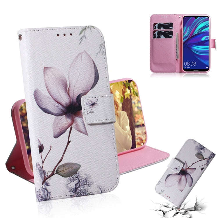 Magnolia Flower Pattern Coloured Drawing Horizontal Flip Leather Case for Huawei Y7 Prime (2019) ...