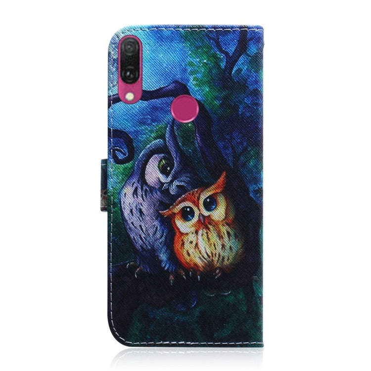Oil Painting Owl Pattern Coloured Drawing Horizontal Flip Leather Case for Huawei Y9 (2019) / Enj...