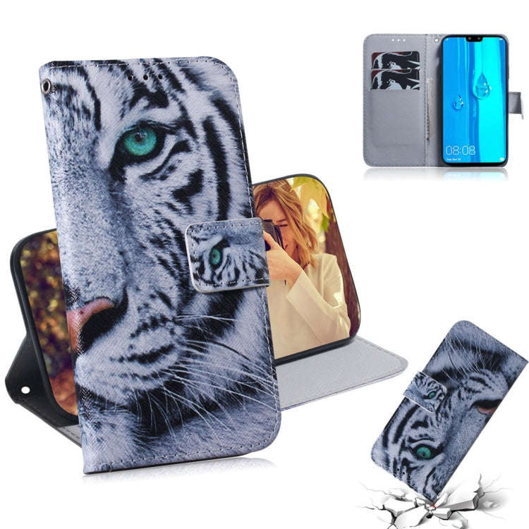Tiger Pattern Coloured Drawing Horizontal Flip Leather Case for Huawei Y9 (2019) / Enjoy 9 Plus, ...