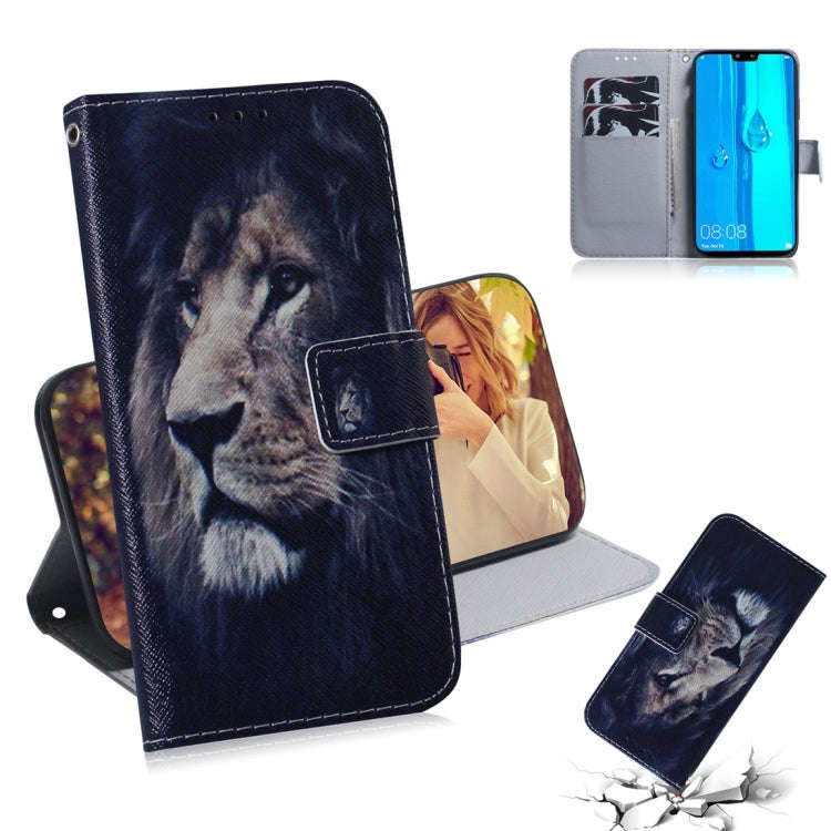 Lion Pattern Coloured Drawing Horizontal Flip Leather Case for Huawei Y9 (2019) / Enjoy 9 Plus, w...