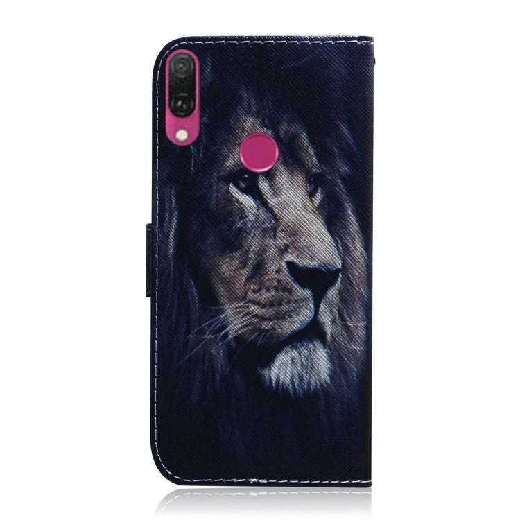 Lion Pattern Coloured Drawing Horizontal Flip Leather Case for Huawei Y9 (2019) / Enjoy 9 Plus, w...