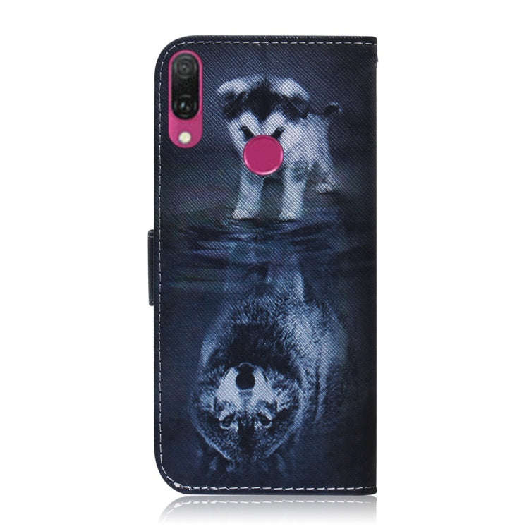 Wolf and Dog Pattern Coloured Drawing Horizontal Flip Leather Case for Huawei Y9 (2019) / Enjoy 9...