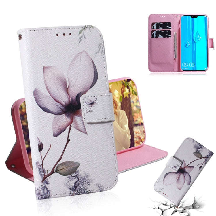 Magnolia Flower Pattern Coloured Drawing Horizontal Flip Leather Case for Huawei Y9 (2019) / Enjo...