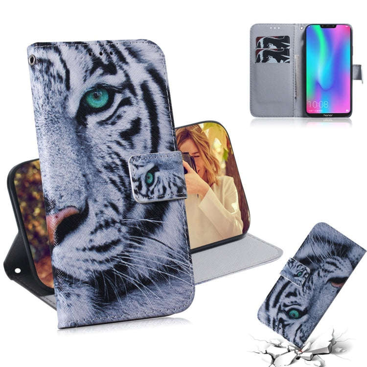 Tiger Pattern Coloured Drawing Horizontal Flip Leather Case for Huawei Honor 8C, with Holder & Ca...