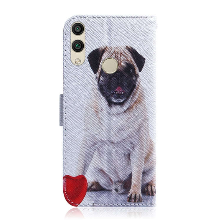 Pug Pattern Coloured Drawing Horizontal Flip Leather Case for Huawei Honor 8C, with Holder & Card...