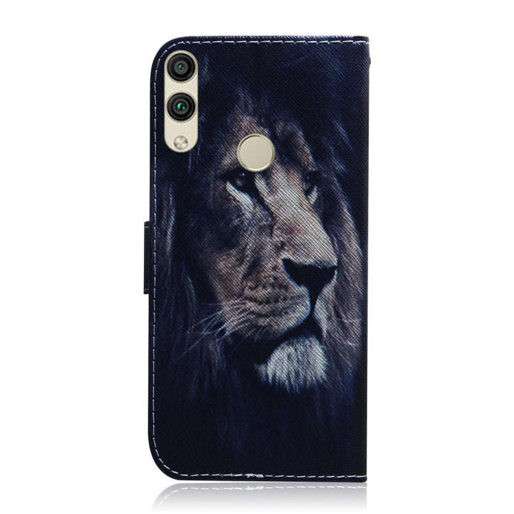 Lion Pattern Coloured Drawing Horizontal Flip Leather Case for Huawei Honor 8C, with Holder & Car...