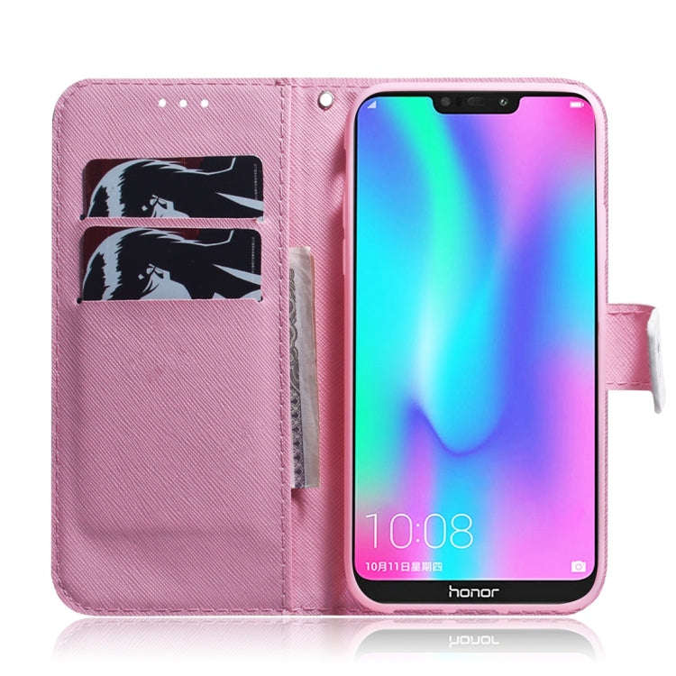 Magnolia Flower Pattern Coloured Drawing Horizontal Flip Leather Case for Huawei Honor 8C, with H...