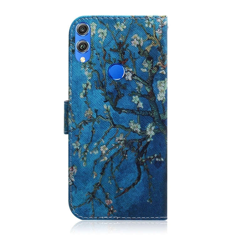 Apricot Flower Pattern Coloured Drawing Horizontal Flip Leather Case for Huawei Honor 8X, with Ho...