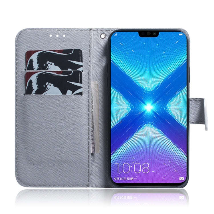 Pug Pattern Coloured Drawing Horizontal Flip Leather Case for Huawei Honor 8X, with Holder & Card...