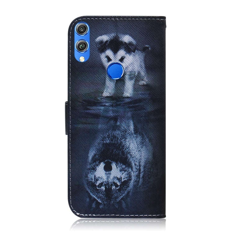 Wolf and Dog Pattern Coloured Drawing Horizontal Flip Leather Case for Huawei Honor 8X, with Hold...