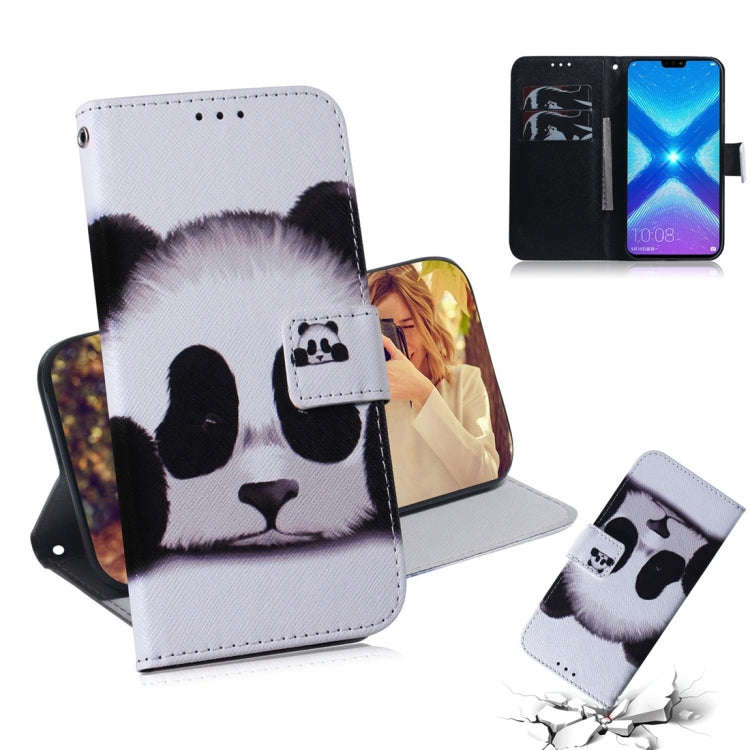 Panda Pattern Coloured Drawing Horizontal Flip Leather Case for Huawei Honor 8X, with Holder & Ca...