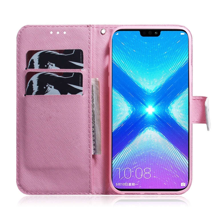 Magnolia Flower Pattern Coloured Drawing Horizontal Flip Leather Case for Huawei Honor 8X, with H...