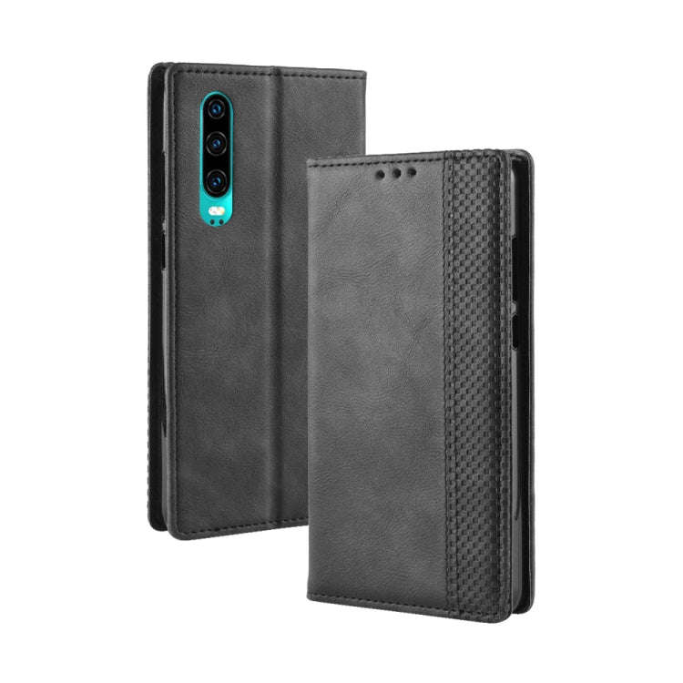 Magnetic Buckle Retro Crazy Horse Texture Horizontal Flip Leather Case for Huawei P30, with Holde...