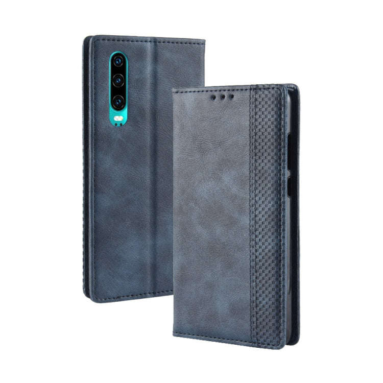 Magnetic Buckle Retro Crazy Horse Texture Horizontal Flip Leather Case for Huawei P30, with Holde...
